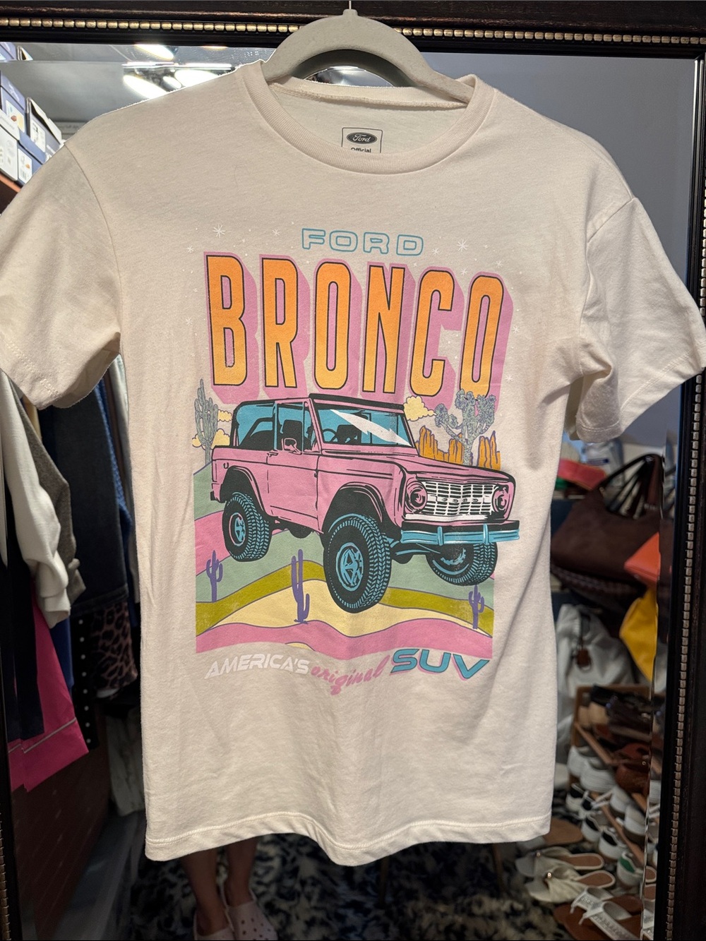 Ford Bronco Graphic Tee - Pink & Cream
